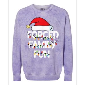 Forced Family Fun With Santa Red Hat Christmas Pajamas Colorblast Crewneck Sweatshirt