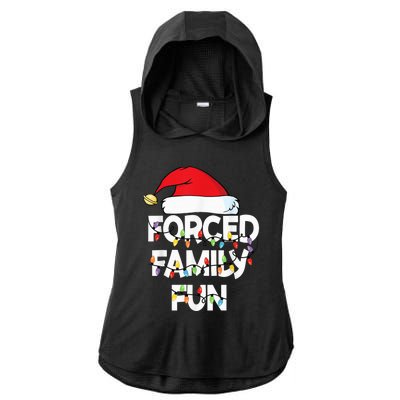 Forced Family Fun With Santa Red Hat Christmas Pajamas Ladies PosiCharge Tri-Blend Wicking Draft Hoodie Tank