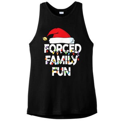 Forced Family Fun With Santa Red Hat Christmas Pajamas Ladies PosiCharge Tri-Blend Wicking Tank