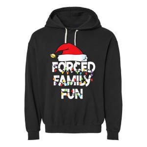 Forced Family Fun With Santa Red Hat Christmas Pajamas Garment-Dyed Fleece Hoodie