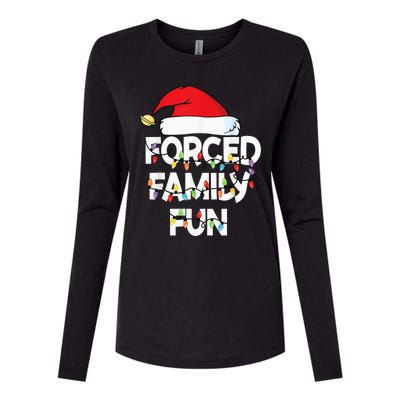 Forced Family Fun With Santa Red Hat Christmas Pajamas Womens Cotton Relaxed Long Sleeve T-Shirt