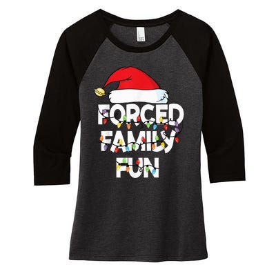 Forced Family Fun With Santa Red Hat Christmas Pajamas Women's Tri-Blend 3/4-Sleeve Raglan Shirt