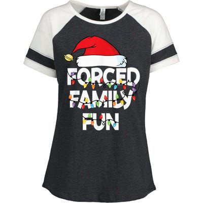 Forced Family Fun With Santa Red Hat Christmas Pajamas Enza Ladies Jersey Colorblock Tee