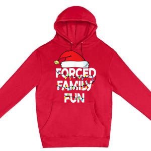 Forced Family Fun With Santa Red Hat Christmas Pajamas Premium Pullover Hoodie