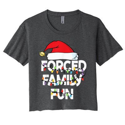 Forced Family Fun With Santa Red Hat Christmas Pajamas Women's Crop Top Tee