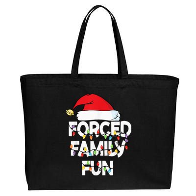 Forced Family Fun With Santa Red Hat Christmas Pajamas Cotton Canvas Jumbo Tote