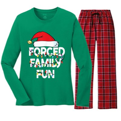 Forced Family Fun With Santa Red Hat Christmas Pajamas Women's Long Sleeve Flannel Pajama Set 