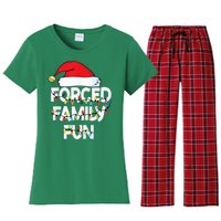 Forced Family Fun With Santa Red Hat Christmas Pajamas Women's Flannel Pajama Set