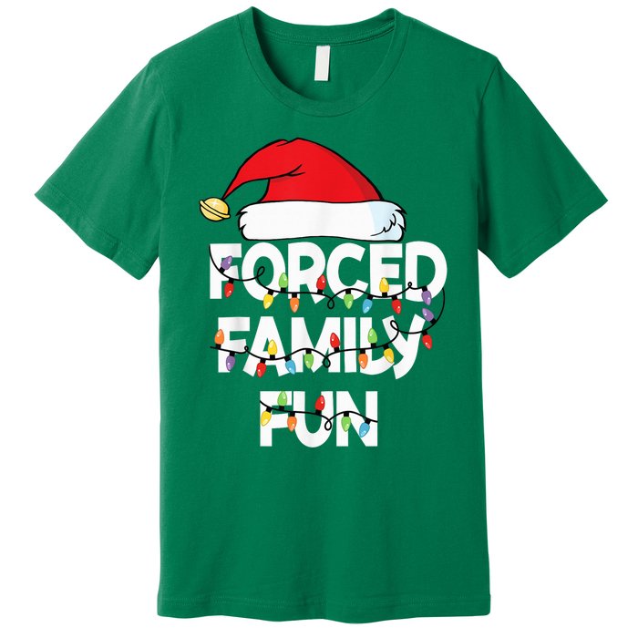 Forced Family Fun With Santa Red Hat Christmas Pajamas Premium T-Shirt