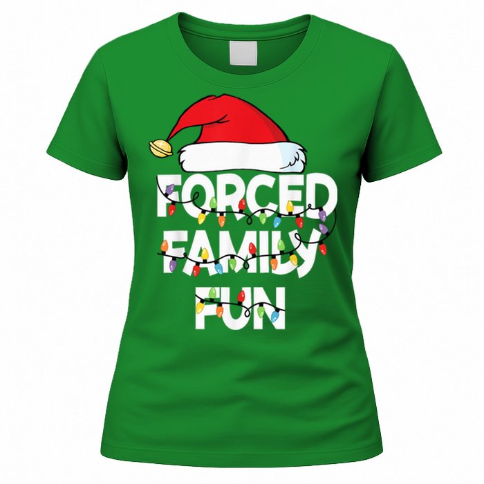 Forced Family Fun With Santa Red Hat Christmas Pajamas Women's T-Shirt