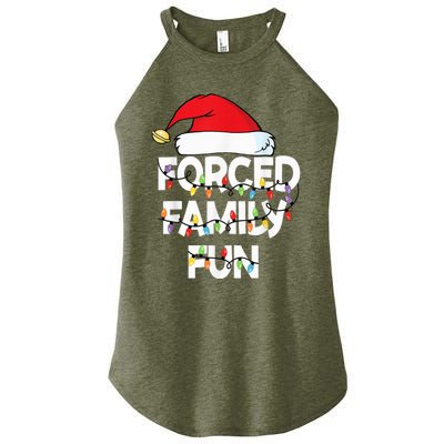 Forced Family Fun With Santa Red Hat Christmas Pajamas Women's Perfect Tri Rocker Tank