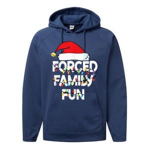 Forced Family Fun With Santa Red Hat Christmas Pajamas Performance Fleece Hoodie