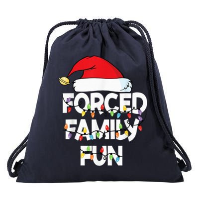 Forced Family Fun With Santa Red Hat Christmas Pajamas Drawstring Bag