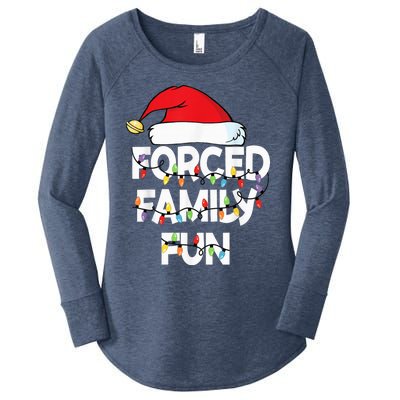 Forced Family Fun With Santa Red Hat Christmas Pajamas Women's Perfect Tri Tunic Long Sleeve Shirt