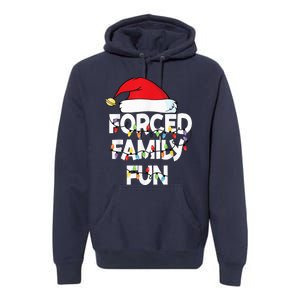 Forced Family Fun With Santa Red Hat Christmas Pajamas Premium Hoodie