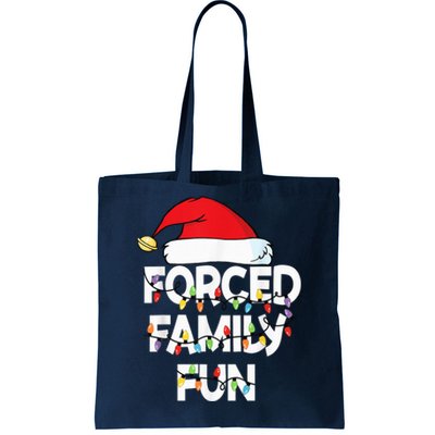 Forced Family Fun With Santa Red Hat Christmas Pajamas Tote Bag