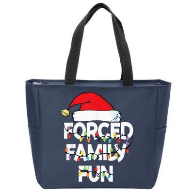 Forced Family Fun With Santa Red Hat Christmas Pajamas Zip Tote Bag