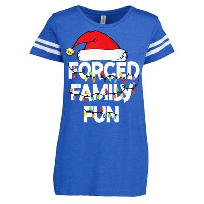 Forced Family Fun With Santa Red Hat Christmas Pajamas Enza Ladies Jersey Football T-Shirt