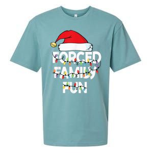 Forced Family Fun With Santa Red Hat Christmas Pajamas Sueded Cloud Jersey T-Shirt