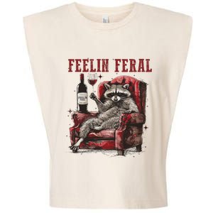 Feeling Feral Funny Raccoon Design Garment-Dyed Women's Muscle Tee