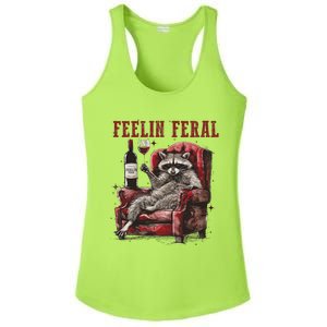 Feeling Feral Funny Raccoon Design Ladies PosiCharge Competitor Racerback Tank