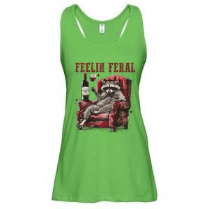 Feeling Feral Funny Raccoon Design Ladies Essential Flowy Tank