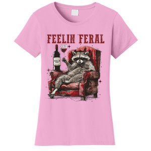 Feeling Feral Funny Raccoon Design Women's T-Shirt