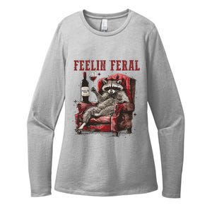 Feeling Feral Funny Raccoon Design Womens CVC Long Sleeve Shirt