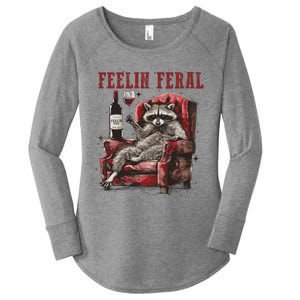 Feeling Feral Funny Raccoon Design Women's Perfect Tri Tunic Long Sleeve Shirt