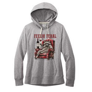 Feeling Feral Funny Raccoon Design Women's Fleece Hoodie