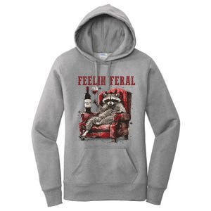 Feeling Feral Funny Raccoon Design Women's Pullover Hoodie