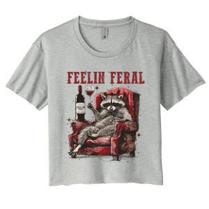 Feeling Feral Funny Raccoon Design Women's Crop Top Tee