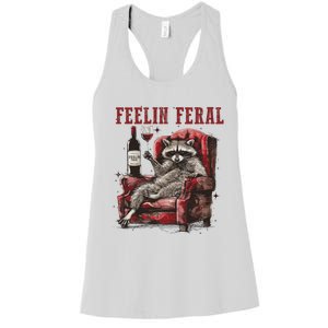 Feeling Feral Funny Raccoon Design Women's Racerback Tank