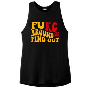 Funny Fuck FUKC Kansas City Around Find Out Ladies PosiCharge Tri-Blend Wicking Tank