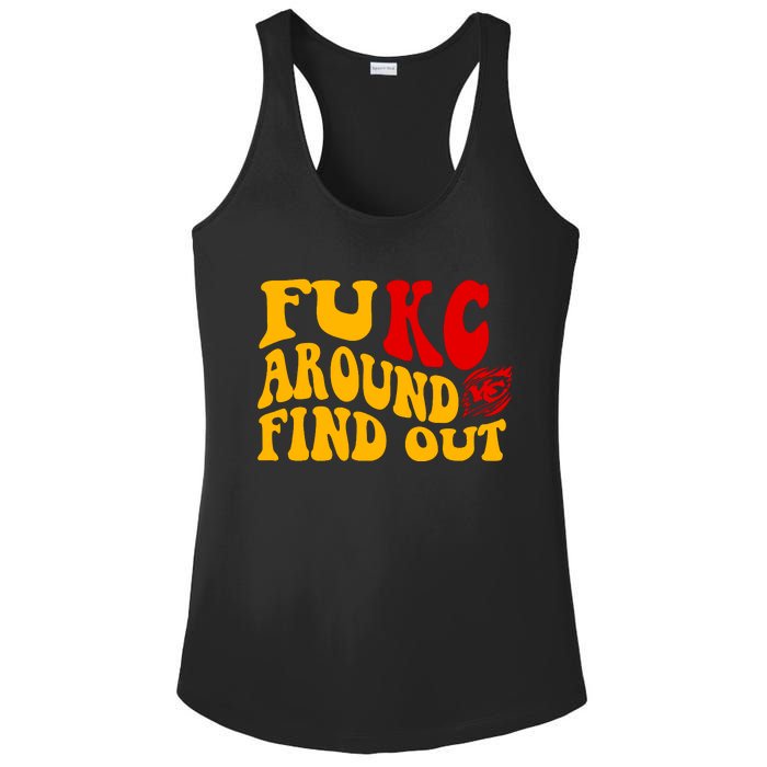 Funny Fuck FUKC Kansas City Around Find Out Ladies PosiCharge Competitor Racerback Tank