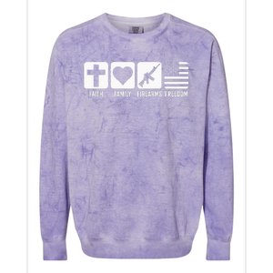 Faith Family Firearms & Freedom USA Flag Pro God & Guns Colorblast Crewneck Sweatshirt