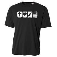 Faith Family Firearms & Freedom USA Flag Pro God & Guns Cooling Performance Crew T-Shirt