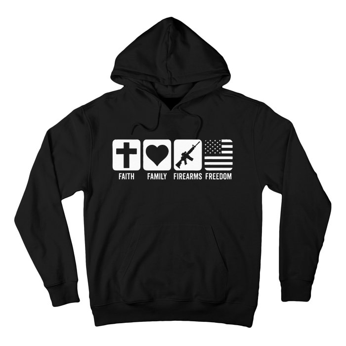 Faith Family Firearms & Freedom USA Flag Pro God & Guns Hoodie