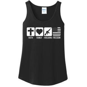 Faith Family Firearms & Freedom USA Flag Pro God & Guns Ladies Essential Tank