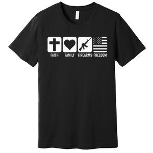 Faith Family Firearms & Freedom USA Flag Pro God & Guns Premium T-Shirt