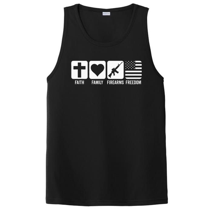 Faith Family Firearms & Freedom USA Flag Pro God & Guns PosiCharge Competitor Tank