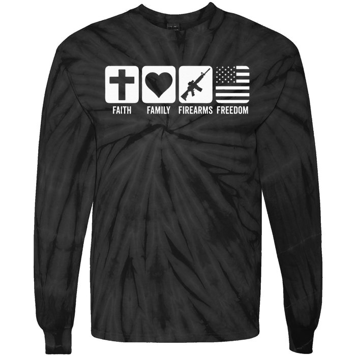 Faith Family Firearms & Freedom USA Flag Pro God & Guns Tie-Dye Long Sleeve Shirt