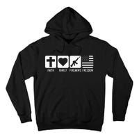 Faith Family Firearms & Freedom USA Flag Pro God & Guns Tall Hoodie