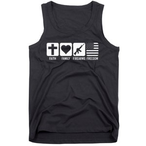 Faith Family Firearms & Freedom USA Flag Pro God & Guns Tank Top