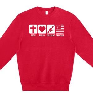 Faith Family Firearms & Freedom USA Flag Pro God & Guns Premium Crewneck Sweatshirt