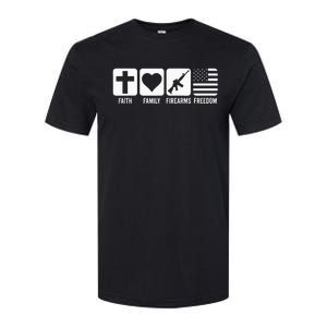 Faith Family Firearms & Freedom USA Flag Pro God & Guns Softstyle CVC T-Shirt