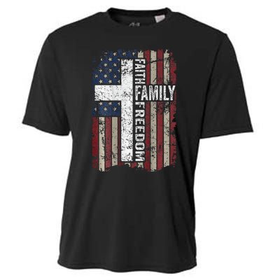 Faith Family Freedom Christian Vintage Usa Flag Cooling Performance Crew T-Shirt