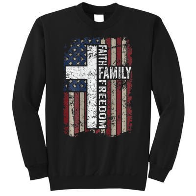 Faith Family Freedom Christian Vintage Usa Flag Sweatshirt