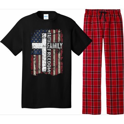 Faith Family Freedom Christian Vintage Usa Flag Pajama Set