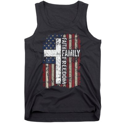 Faith Family Freedom Christian Vintage Usa Flag Tank Top